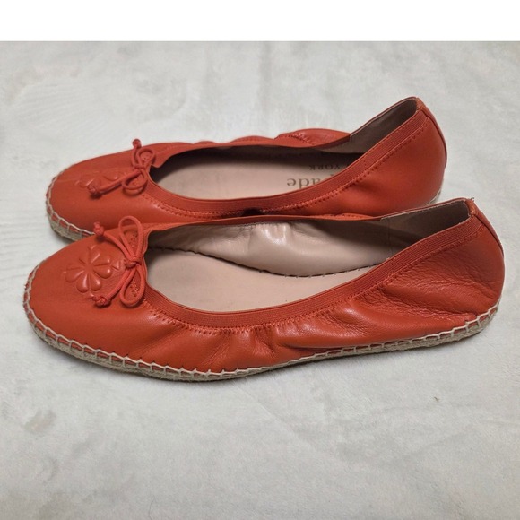 kate spade Shoes - KATE SPADE CLUBHOUSE ESPADRILLE FLAT SHOES LEATHER EMBOSSED APRICOT SIZE 10